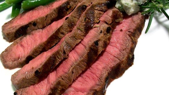 Grilled Flat Iron Steak with Blue Cheese-Chive Butter