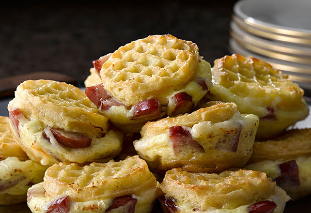 Mini Waffle-Sausage Stratas