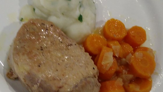 Pressure Cooker Bone-In Pork Chops, Baked Potatoes, and Carrots