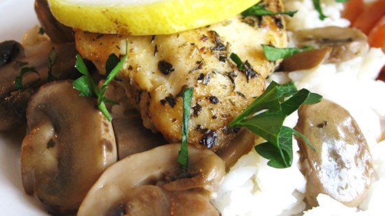 Baked Lemon Chicken with Mushroom Sauce