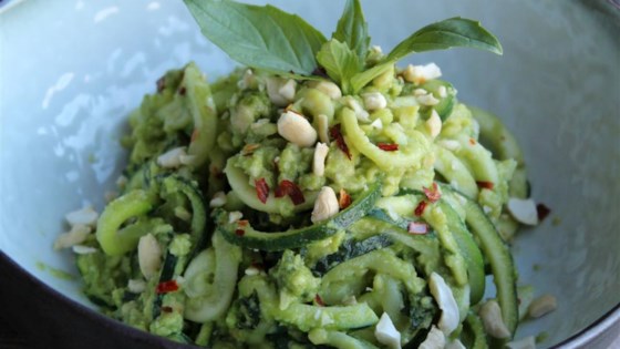 Avocado Pesto with Zucchini Pasta