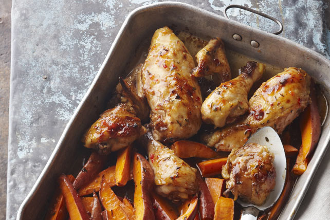 One-Pan Baked Chicken & Sweet Potatoes