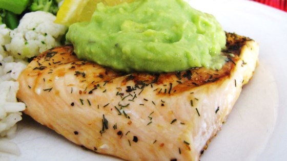 Grilled Salmon with Avocado Dip