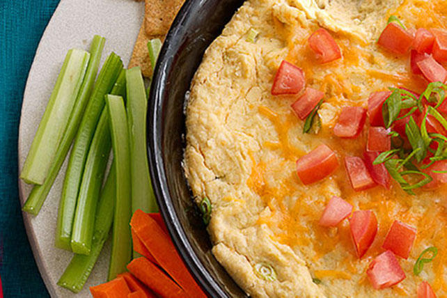 Tomato Topped Cheese & Bean Dip