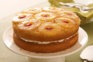 Pineapple Coconut Upside-Down Layered Cake