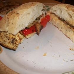 Portobello, Eggplant, and Roasted Red Pepper Panini