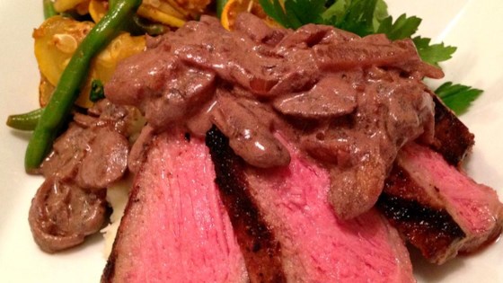 Strip Steak with Red Wine Cream Sauce