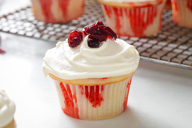 White Chocolate-Cranberry Poke Cupcakes