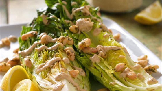 Garlicky Grilled Caesar Salad with Cannellini Herb Croutons